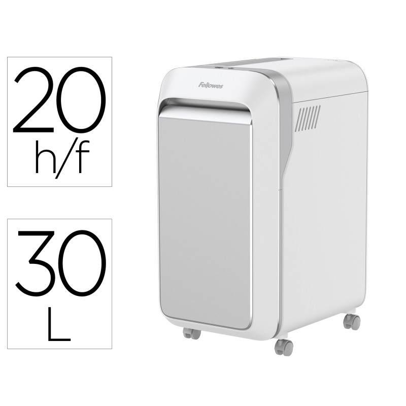 DESTRUCTORA DE DOCUMENTOS FELLOWES LX221 CAPACIDAD DE CORTE 20H SEGURIDAD P5 CLIPS GRAPAS Y TARJETAS 30L BLANCA