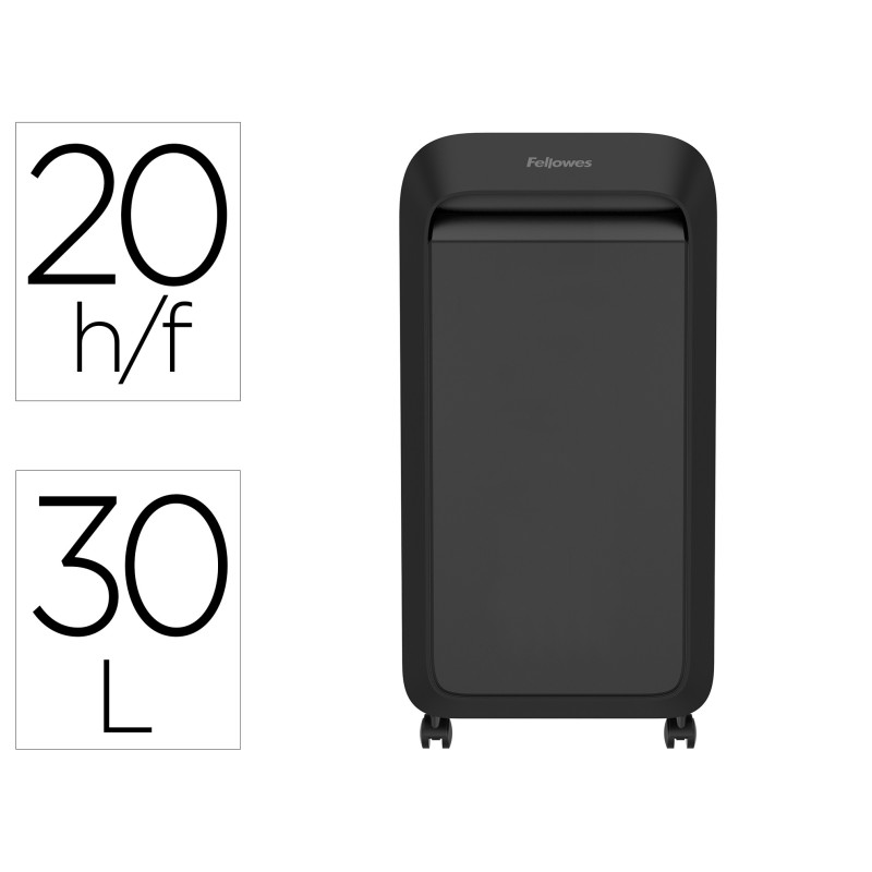 DESTRUCTORA DE DOCUMENTOS FELLOWES LX221 CAPACIDAD DE CORTE 20H SEGURIDAD P5 CLIPS GRAPAS Y TARJETAS 30L NEGRA