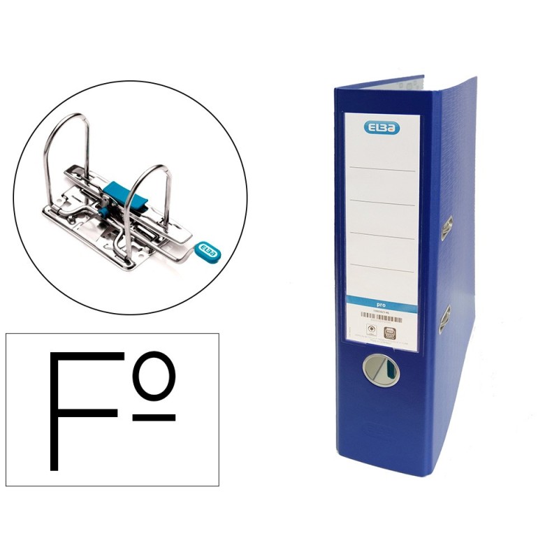 ARCHIVADOR DE PALANCA ELBA CARTON FORRADO PVC CON RADO TOP FOLIO LOMO 80 MM AZUL