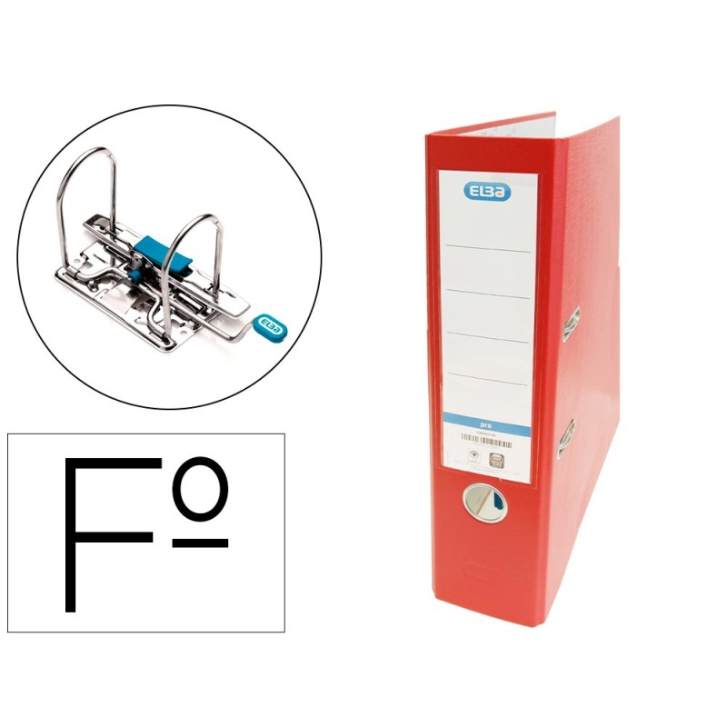 ARCHIVADOR DE PALANCA ELBA CARTON FORRADO PVC CON RADO TOP FOLIO LOMO 80 MM ROJO