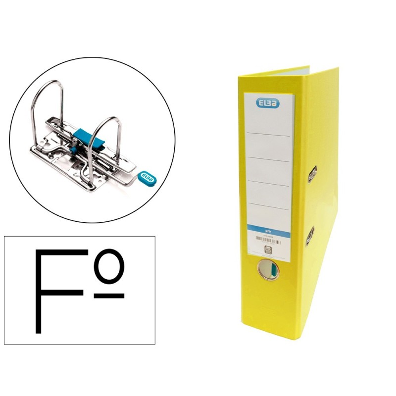 ARCHIVADOR DE PALANCA ELBA CARTON FORRADO PVC CON RADO TOP FOLIO LOMO 80 MM AMARILLO