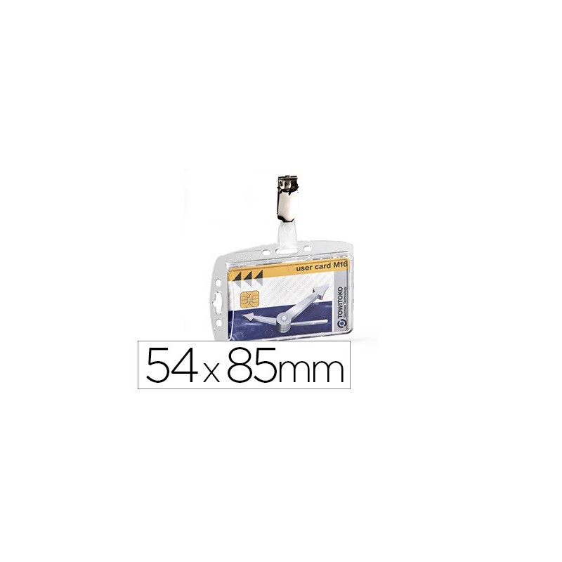 IDENTIFICADOR CON PINZA GIRATORIA DURABLE ACRILICO HORIZONTAL CON UERO PARA PASES DE SEGURIDAD 54X85 MM