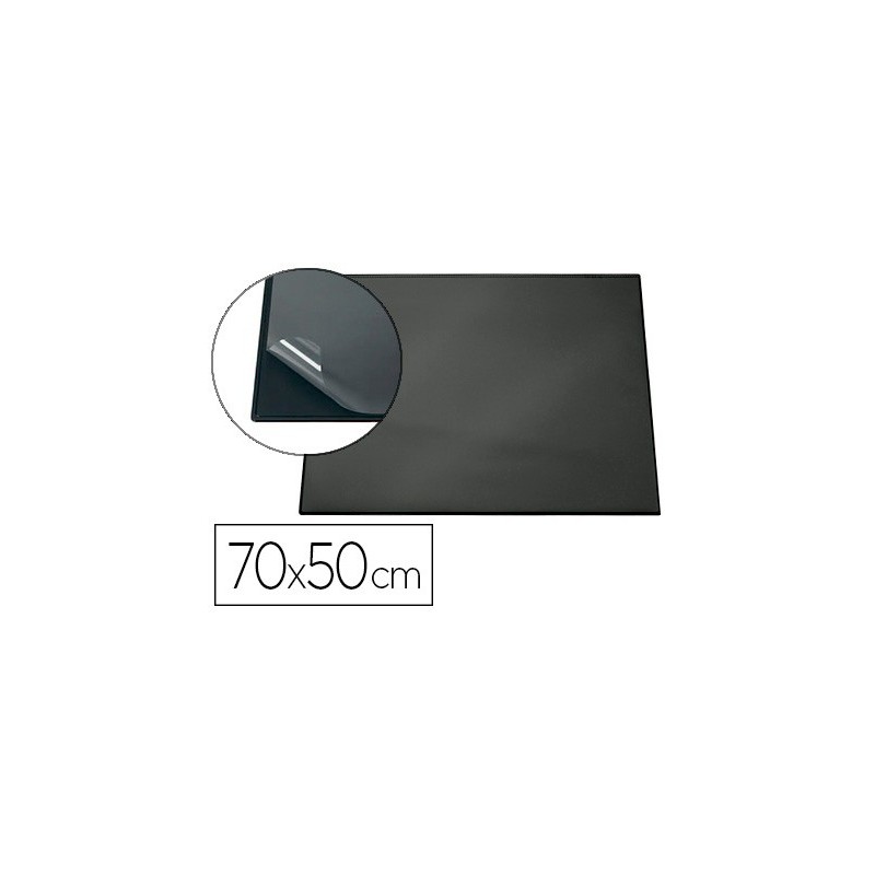 VADE SOBREMESA DURABLE NEGRO CON TAPA TRANSPARENTE 70X50 CM