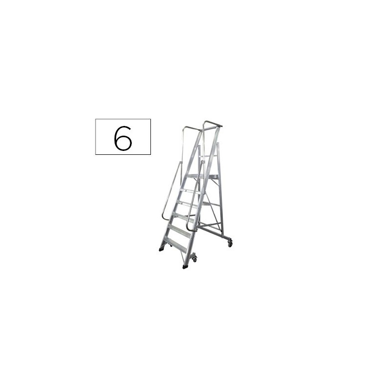 ESCALERA MOVIL KTL DE ALUMINIO CON PLATAFORMA Y GUARDACUERPOS PLEGABLE 6 PELDAOS SERIE 2XL-S
