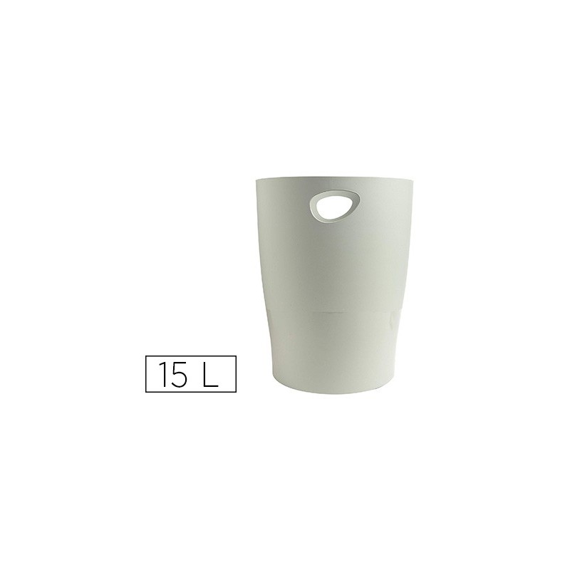 PAPELERA PLASTICO EXACOMPTA ECOBLACK GRIS 15 LITROS