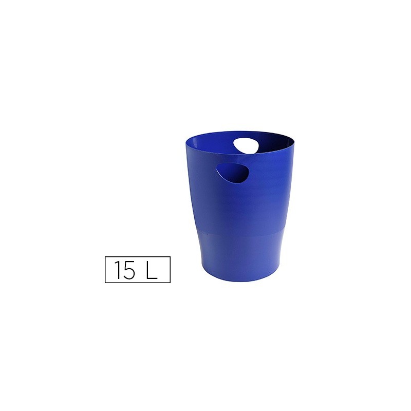 PAPELERA PLASTICO EXACOMPTA ECOBLACK AZUL 15 LITROS