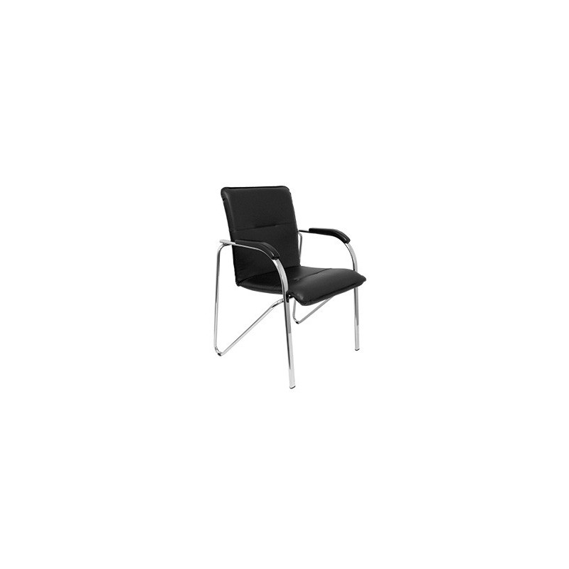 SILLA CONFIDENTE PYC ESTRUCTURA CROMADA CON BRAZOS SIMIL PIEL NEGRA 880X600X552 MM PACK DE 2 UNIDADES