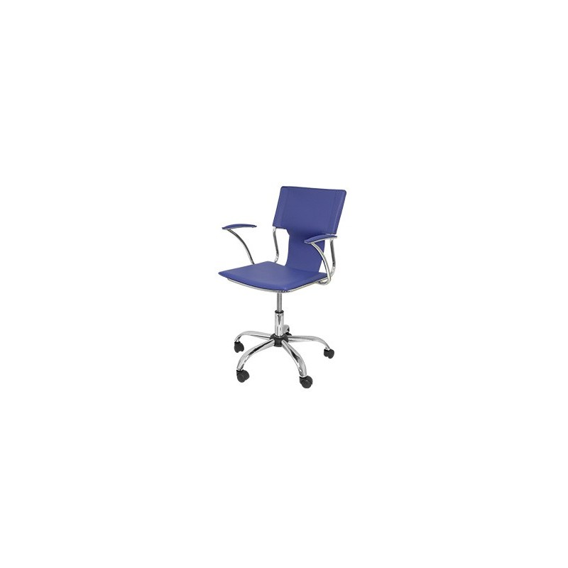 SILLA GIRATORIA PYC RESPALDO MEDIO REGULABLE EN ALTURA SIMILPIEL AZUL 860+90X480X440 MM