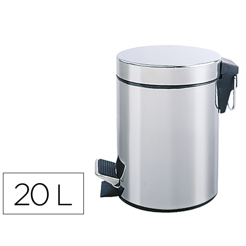 PAPELERA METALICA Q-CONNECT CON PEDAL CROMADA 43X29CM CAPACIDAD 20 LITROS