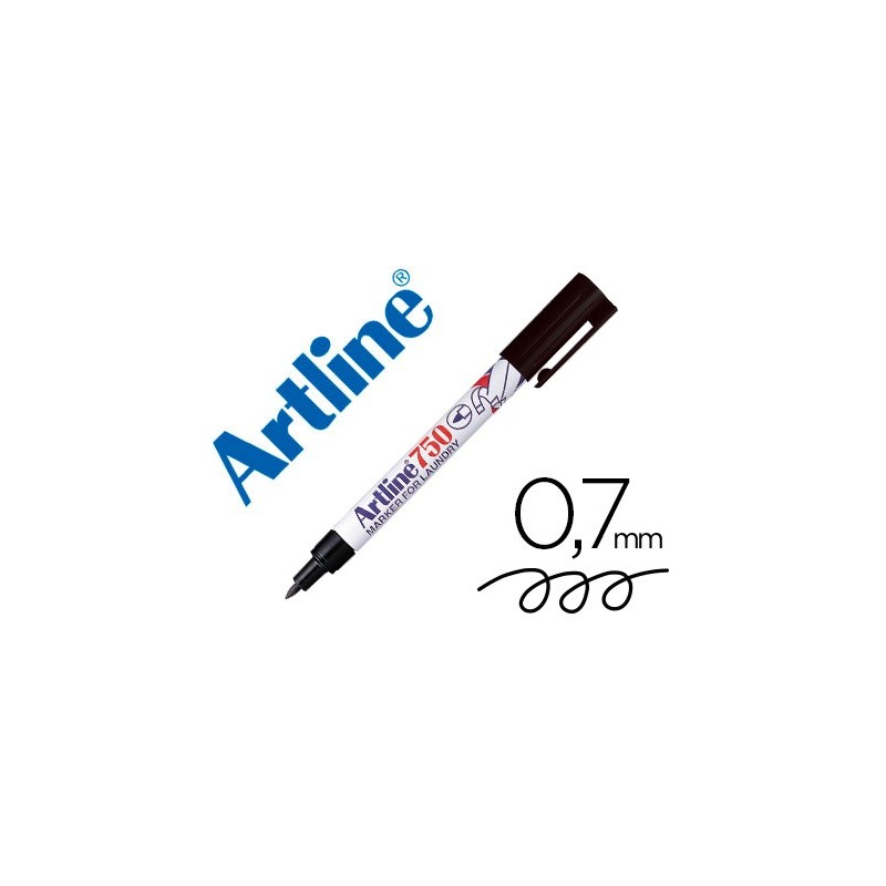 ROTULADOR ARTLINE MARCADOR PERMANENTE EK-750 PARA ROPA PUNTA REDONDA 0,7 MM NEGRO PRESENTADO EN EXPOSITOR