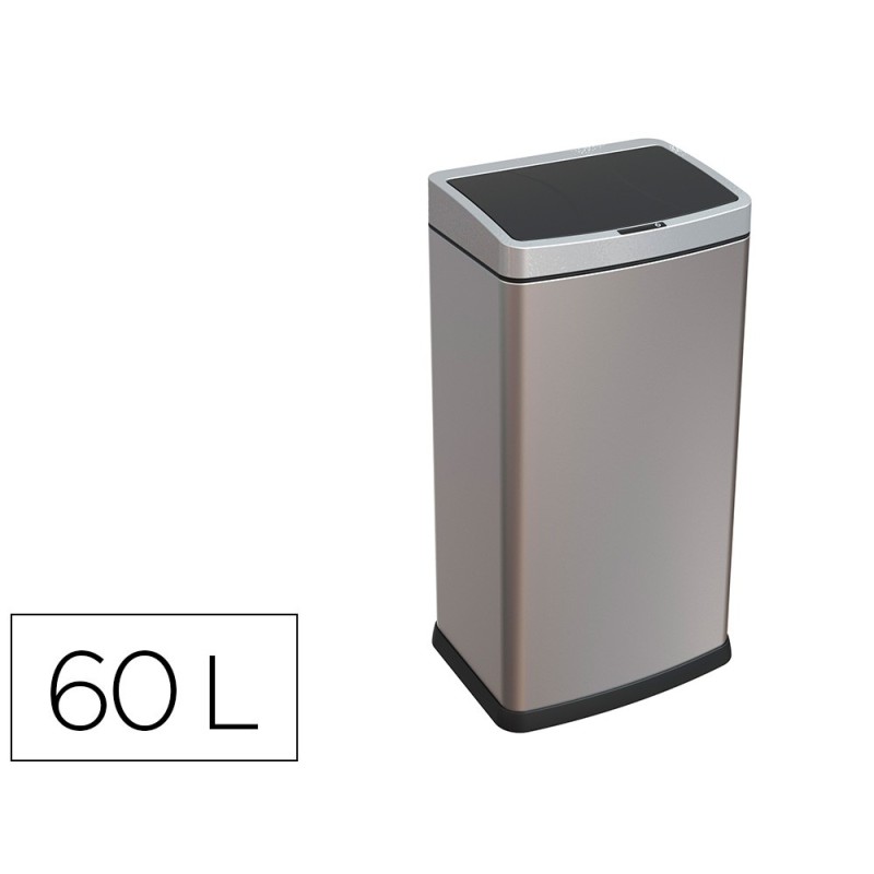 PAPELERA METALICA Q-CONNECT CON SENSOR AUTOMATICO CAPACIDAD 60 LITROS 630X270X400 MM