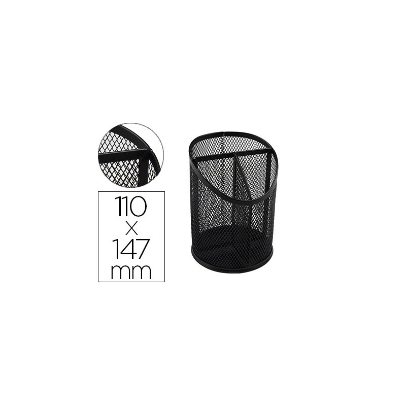 CUBILETE PORTALAPICES Q-CONNECT METAL REJILLA CON 3 COMPARTIMIENTOS DIAMETRO 110 ALTURA 147 MM NEGRO