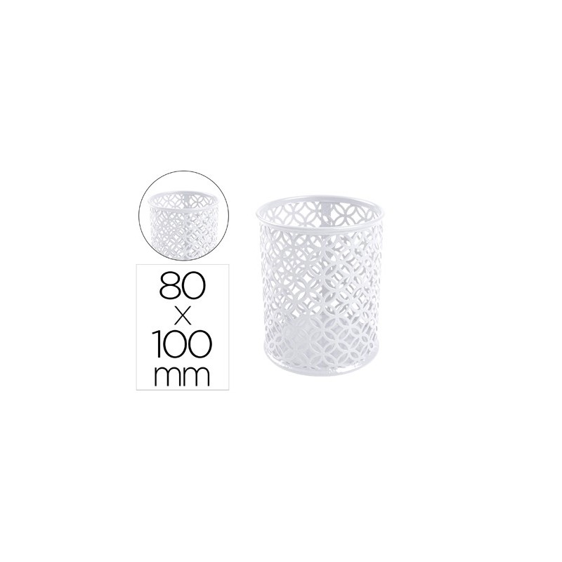 CUBILETE PORTALAPICES Q-CONNECT METAL REDONDO DIAMETRO 80 ALTURA 100 MM BLANCO