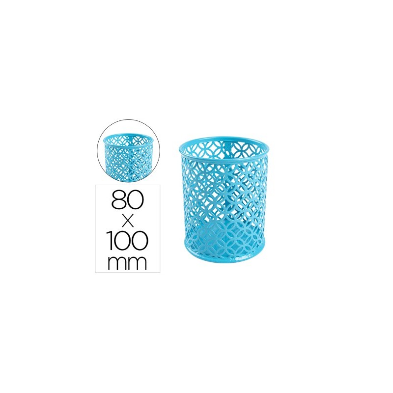 CUBILETE PORTALAPICES Q-CONNECT METAL REDONDO DIAMETRO 80 ALTURA 100 MM TURQUESA