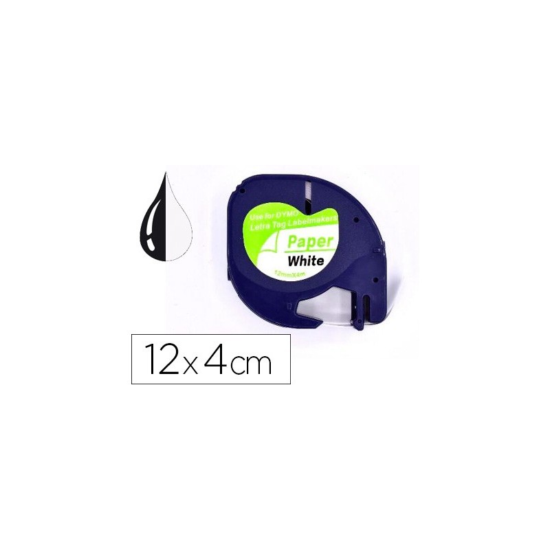 CINTA Q-CONNECT PAPEL 12MM X 4MT NEGRO-BLANCO PARA LETRATAG