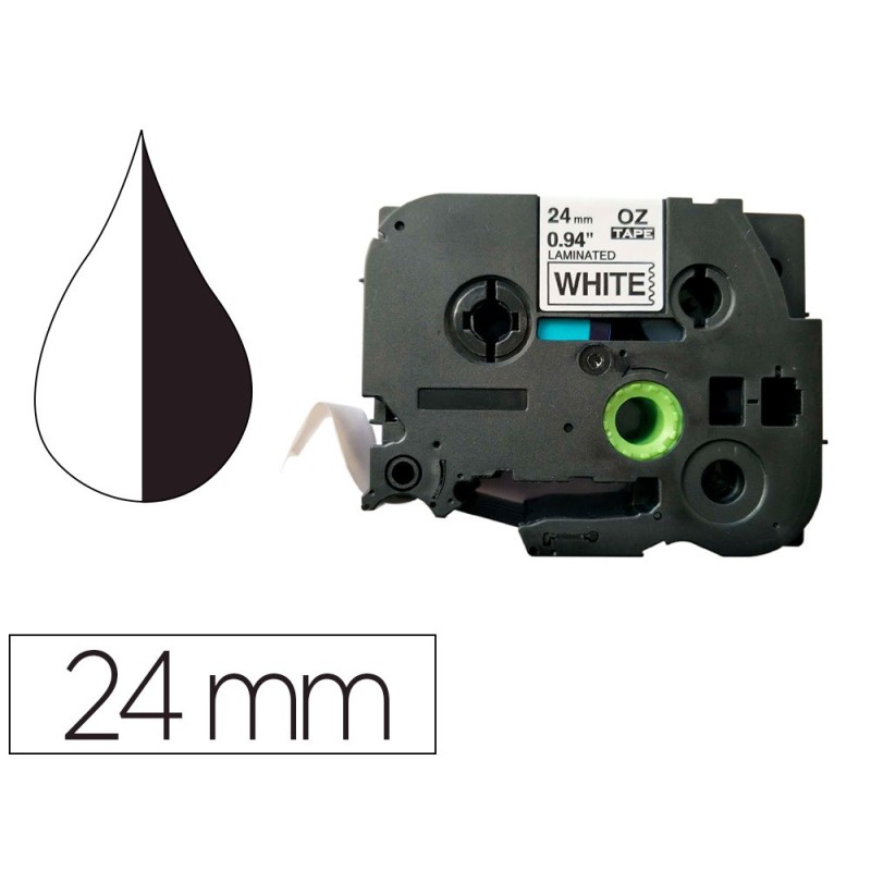 CINTA Q-CONNECT TZE-251 BLANCO-NEGRO 24MM LONGITUD 8 MT