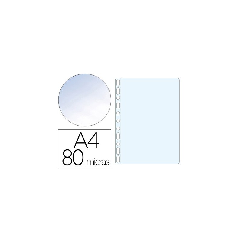 FUNDA MULTITALADRO Q-CONNECT DIN A4 80 MC CRISTAL CAJA DE 1400 UNIDADES