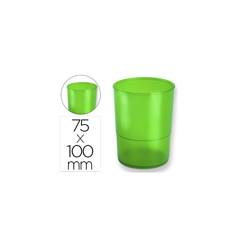 CUBILETE PORTALAPICES Q-CONNECT PLASTICO DIAMETRO 75 MM ALTURA 100 MM VERDE TRANSLUCIDO