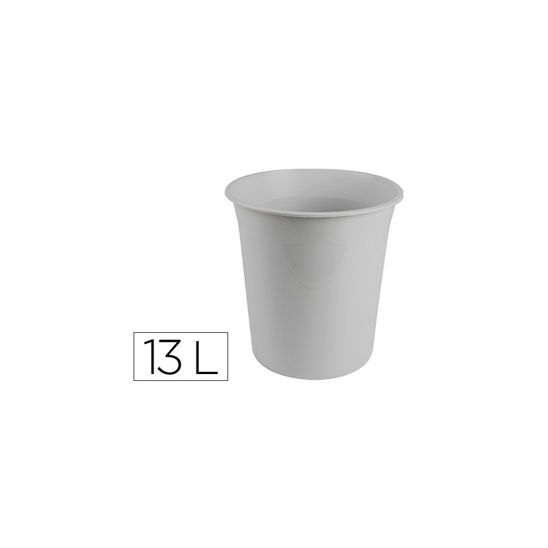 PAPELERA PLASTICO Q-CONNECT GRIS OPACO 13 LITROS DIM. 275X285MM