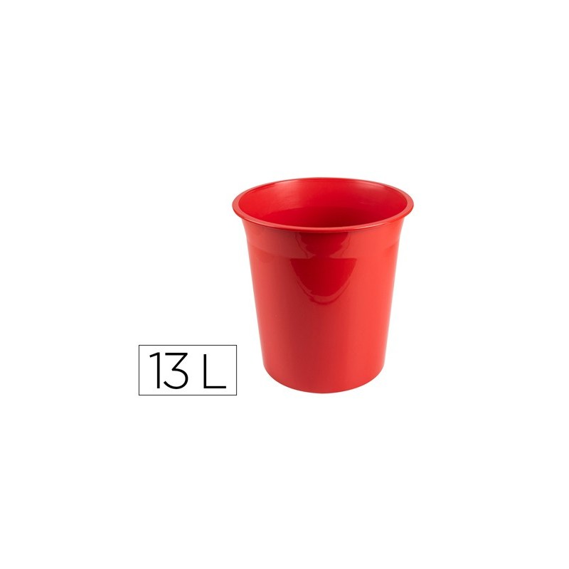 PAPELERA PLASTICO Q-CONNECT ROJO OPACO 13 LITROS