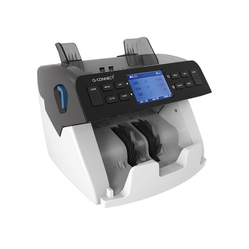 DETECTOR Y CONTADOR Q-CONNECT DE BILLETES FALSOS SENSOR DOBLE CIS ACTUALIZACION DIVISAS USB TARJETA SD O