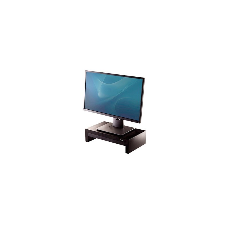SOPORTE FELLOWES PARA MONITOR DESIGNER SUITES AJUSTABLE 3 ALTURAS CON BANDEJA NEGRO 406X111X244 MM HASTA 18 KG
