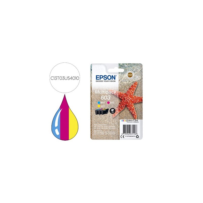 INK-JET EPSON 603 XP-2100 / 2105 / 3100 / 4100 / WF-2810 / 2830 / 2835 / 2850 MULTIPACK 3 COLORES AMARILLO
