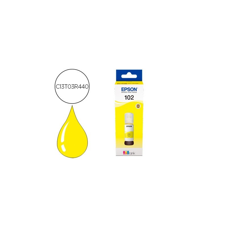 TINTA EPSON ECOTANK 102 ET-2700 / 2750 / 3700 / 3750 / 4750 BOTE DE 70 ML AMARILLO 6.000 PAG