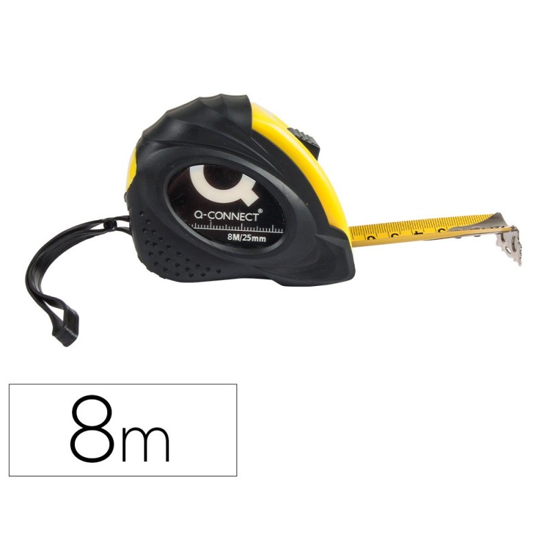 FLEXOMETRO Q-CONNECT DE 8 MT CON FRENO MATERIAL ANTICHOQUE 25 MM DE ANCHO