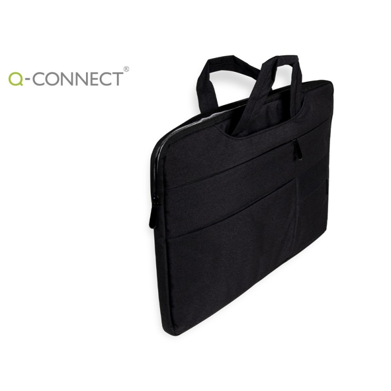 FUNDA PARA PORTATIL Q-CONNECT 15,6" CON ASAS RETRACTILES CREMALLERA 3 BOLSILLOS EXTERIORES NEGRO