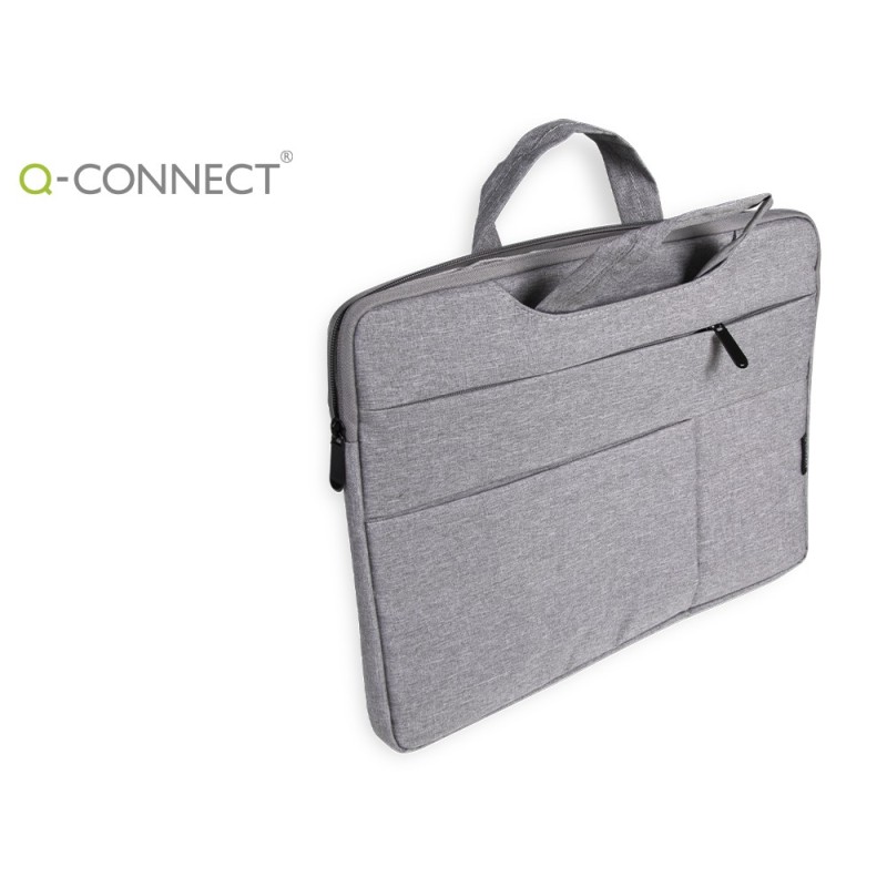 FUNDA PARA PORTATIL Q-CONNECT 15,6" CON ASAS RETRACTILES CREMALLERA 3 BOLSILLOS EXTERIORES GRIS
