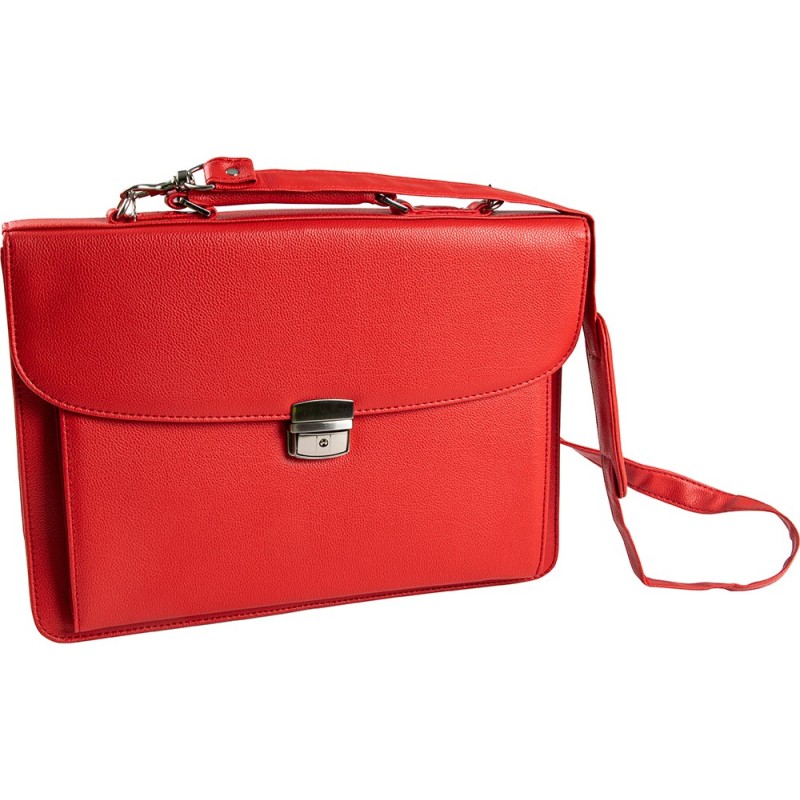 CARTERA PORTADOCUMENTOS Q-CONNECT CON CORREA CIERRE METALICO Y DEPARTAMENTOS INTERIORES COLOR ROJO 390X280