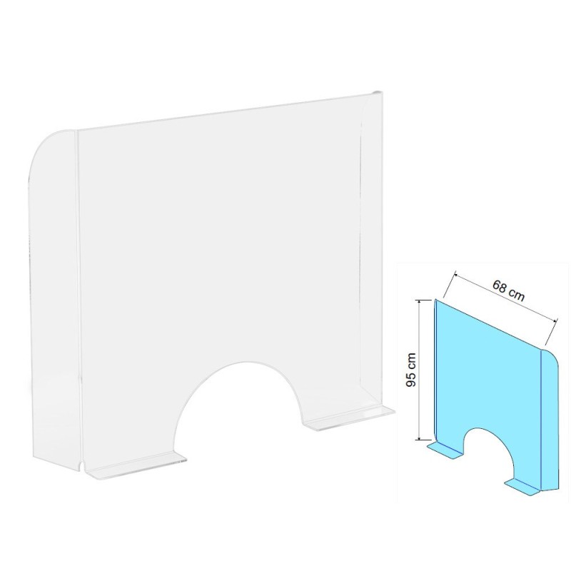 PANTALLA DE PROTECCION DE PIE PARA MOSTRADOR PREMIUM PPMA 4MM HERMETICO APERTURA 150 MM MEDIDAS 680X950 MM