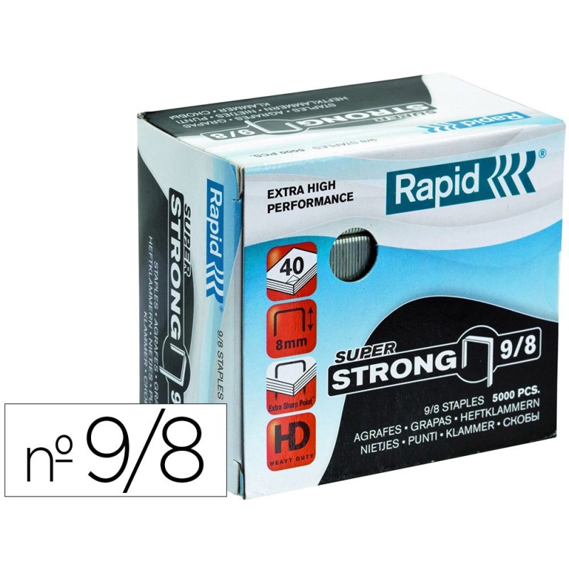 GRAPAS RAPID SUPER STRONG GALVANIZADAS N¼ 9/8 CAJA DE 5000 UNIDADES