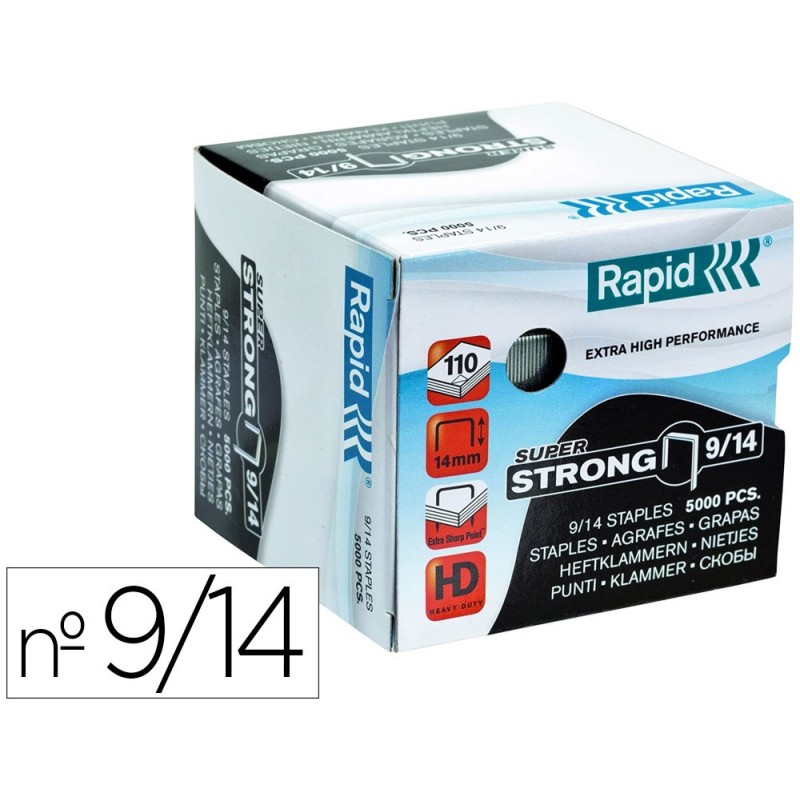 GRAPAS RAPID SUPER STRONG GALVANIZADAS N¼ 9/14 CAJA DE 5000 UNIDADES