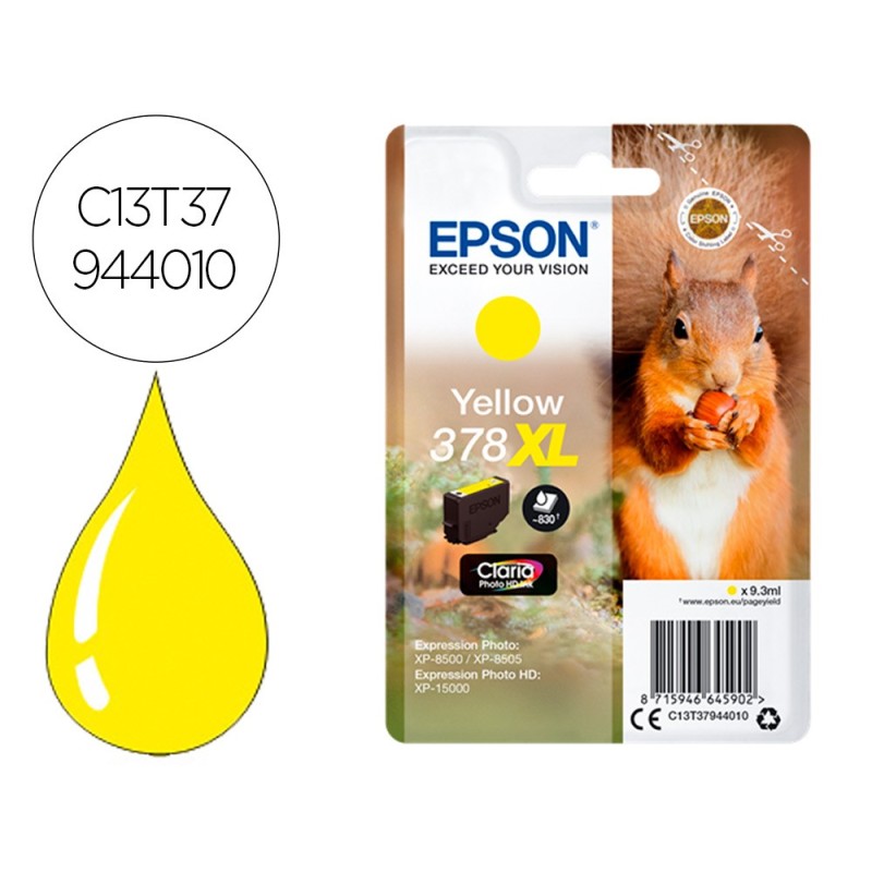 INK-JET EPSON 378 XL EXPRESSION HOME XP-8605 / 8606 / XP-15000 / XP-8500 / 8505 AMARILLO 830 PAG