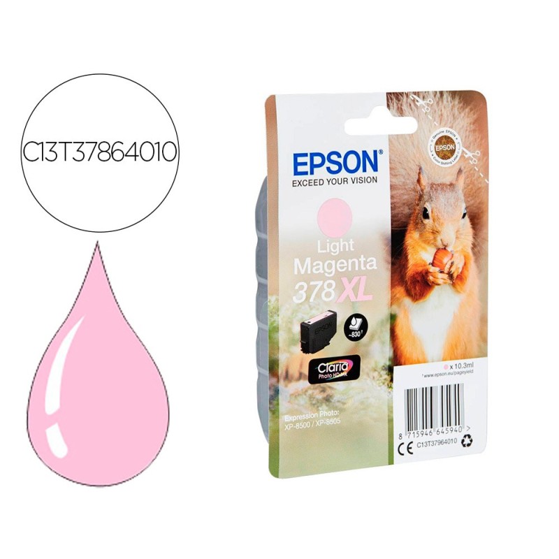 INK-JET EPSON 378 XL EXPRESSION HOME XP-8605 / 8606 / XP-15000 / XP-8500 / 8505 MAGENTA CLARO 830 PAG