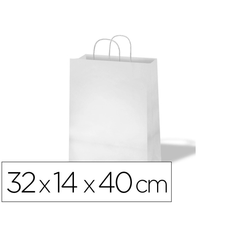 BOLSA KRAFT BASIKA CELULOSA BLANCO 90 GR ASA RETORCIDA TAMAO "L" 320X140X400 MM