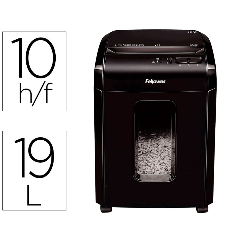 DESTRUCTORA DE DOCUMENTOS FELLOWES 10M CAPACIDAD DE CORTE 10 H SEGURIDAD P5 DESTRUYE GRAPAS Y TARJETAS DE