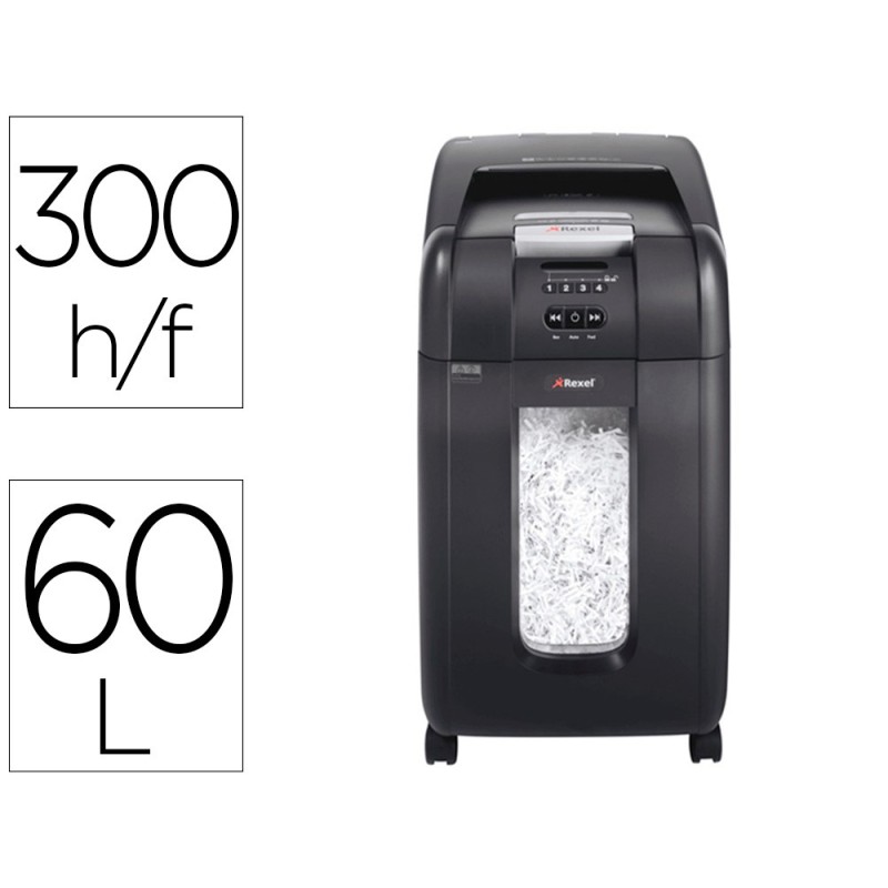 DESTRUCTORA DE DOCUMENTOS REXEL OPTIMUM AUTOFEED+ 300X EU CAPACIDAD DE CORTE 300 HOJAS DESTRUYE GRAPAS Y CLIPS