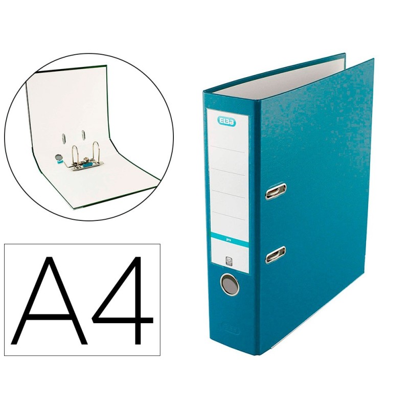 ARCHIVADOR DE PALANCA ELBA TOP CARTON COMPACTO POLIPROPILENO CON RADO DIN A4 LOMO DE 80 MM TURQUESA