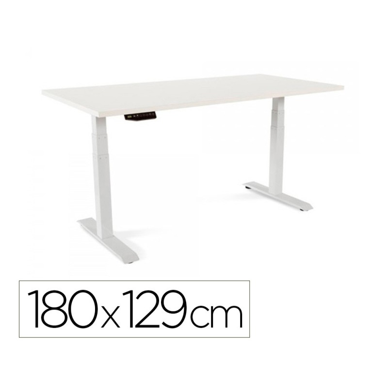 MESA ROCADA REGULABLE EN ALTURA ELECTRICAMENTE HASTA 129 CM ESTRUCTURA DE ACERO TABLERO 180 CM COLOR BLANCO