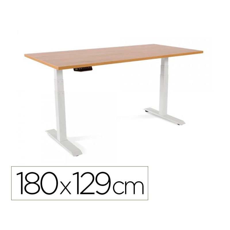 MESA ROCADA REGULABLE EN ALTURA ELECTRICAMENTE HASTA 129 CM ESTRUCTURA DE ACERO TABLERO 180 CM COLOR ROBLE