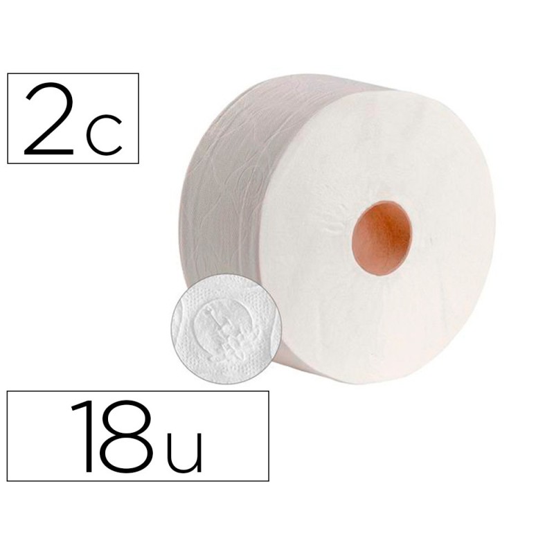 PAPEL HIGIENICO DAHI JUMBO 2 CAPAS CELULOSA BLANCA 140 MT MANDRIL 45 MM PACK DE 18 ROLLOS