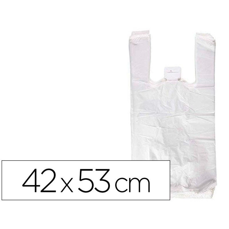 BOLSA CAMISETA RECICLADA 70% BLANCA 50 MC 42X53 CM APTA LEGISLACION DE BOLSAS 2021
