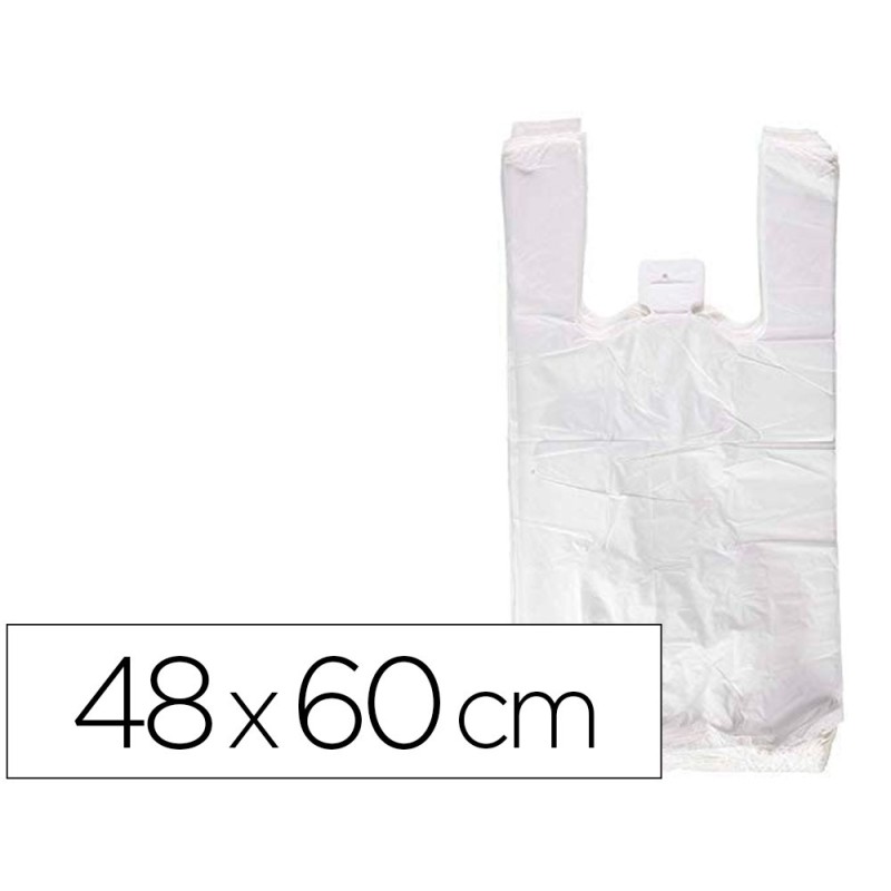 BOLSA CAMISETA RECICLADA 70% BLANCA 50 MC 48X60 CM APTA LEGISLACION DE BOLSAS 2021