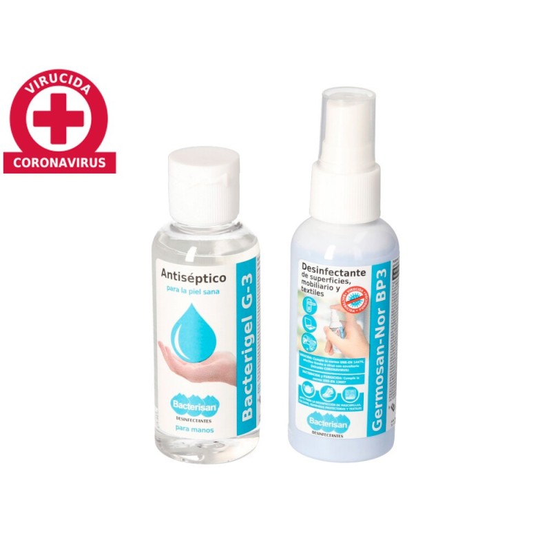 GEL HIDROALCOHOLICO BACTERIGEL G3 SPRAY 60 ML + DESINFECTANTE PARA SUPERFICIESSPRAY 60ML PACK VUELTA AL COLE