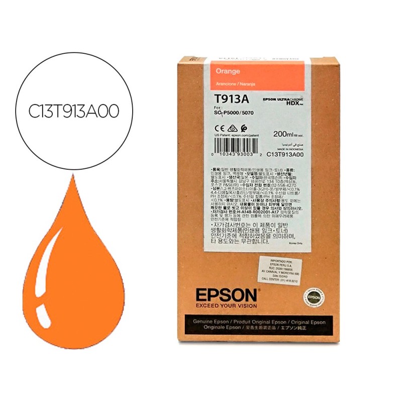 INK-JET EPSON T913A ORANGE INK 200ML