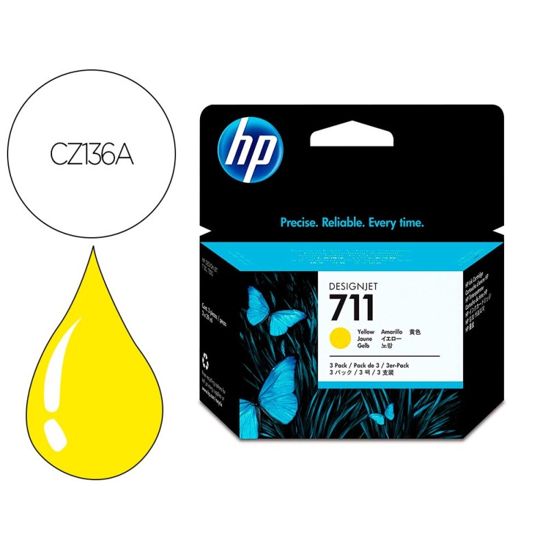 INK-JET HP DESIGNJET T120/T520 AMARILLO N 711 PACK 3/1000 PAGINAS