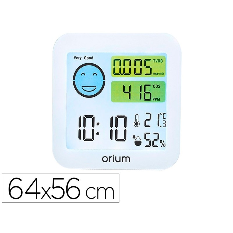 MEDIDOR DE AIRE ORIUM QUAELIS 20 MEDIDOR DE CO2 Y COV SUPERFICIE 30 M2 PANTALLA LCD COLOR BLANCO 8X2,5 X 8 CMS